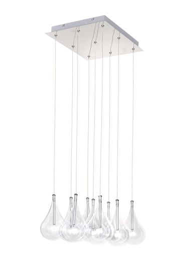 Foto para 10W Larmes 9-Light Pendant PC Clear Glass 12V G4 Xenon (OA HT 18"-66") (CAN 10.25"x7"x1.25")