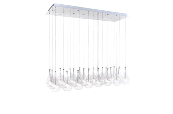 Foto para 10W Larmes 24-Light Pendant PC Clear Glass 12V G4 Xenon (OA HT 18"-66")