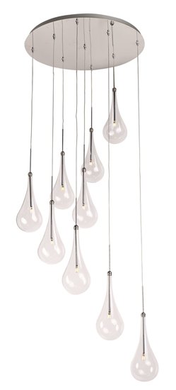 Foto para 1.5W Larmes 9-Light LED Pendant PC Clear G4 LED 22"x14.5" (OA HT 16.5"-124")