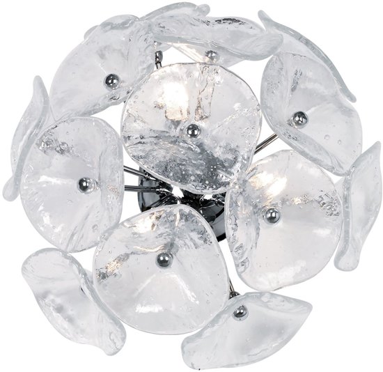 Foto para 40W Cassini 3-Light Flush/Wall Mount PC Clear Murano Glass G9 Xenon 