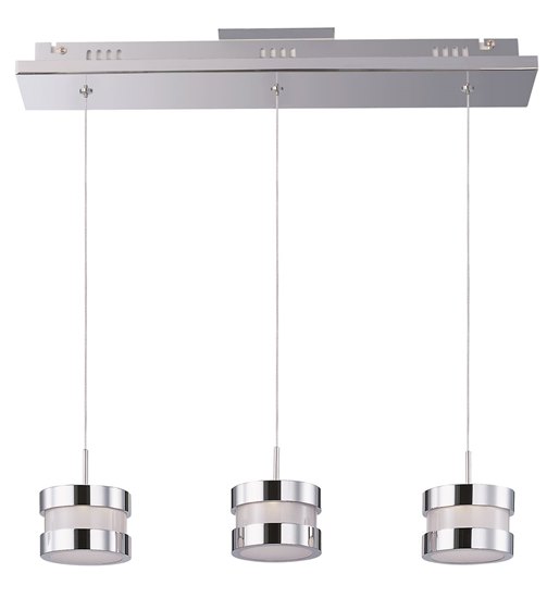 Foto para 4.8W Disco 3-Light LED Pendant PC White 4"x21.25"x4" (OA HT 6"-126")