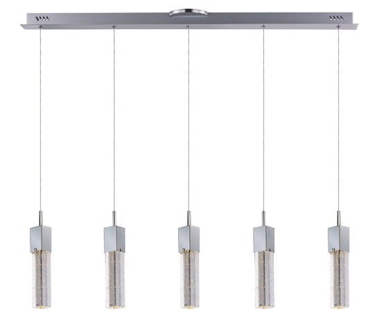 Foto para 7.5W Fizz III 5-Light LED Pendant PC Etched/Bubble (OA HT 18"-120") (CAN 37.8"x1.8"x1.5")