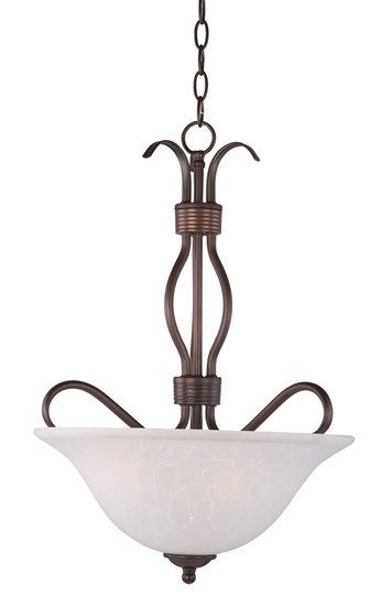 Foto para 100W Basix 3-Light Invert Bowl Pendant OI Ice Glass MB Incandescent 36" Chain