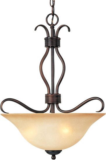 Foto para 100W Basix 3-Light Invert Bowl Pendant OI Wilshire Glass MB Incandescent 36" Chain