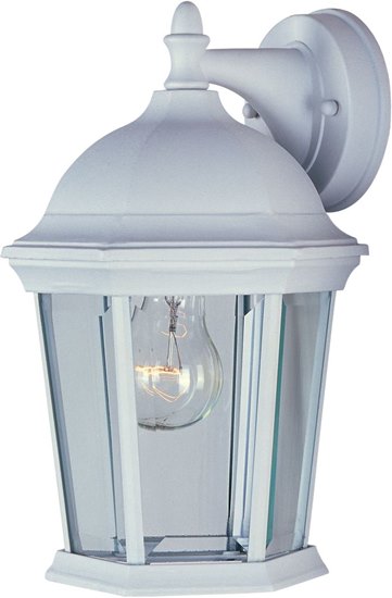 Foto para 100W Builder Cast 1-Light Outdoor Wall Lantern WT Clear Glass MB Incandescent 6-Min