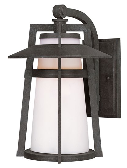 Foto para 100W Calistoga 1-Light Outdoor Wall Lantern AE Satin White Glass MB Incandescent 9"x12.5" 