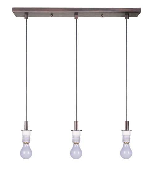 Foto para 100W Carte 3-Light Pendant BZ MB Incandescent 24.5" (OA HT 24"-60") 6-Min