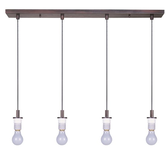 Foto para 100W Carte 4-light Pendant Frame BZ MB Incandescent 33" (OA HT 24"-60") 4-Min