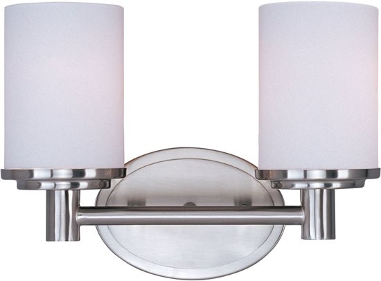 Foto para 100W Cylinder 2-Light Bath Vanity SN Satin White Glass MB Incandescent 