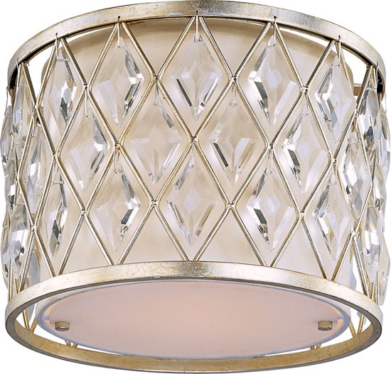 Foto para 100W Diamond 1-Light Flush Mount GS Fabric MB Incandescent 