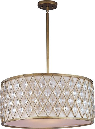 Foto para 100W Diamond 4-Light Pendant GS Fabric MB Incandescent (OA HT 55")