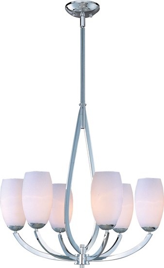 Foto para 100W Elan 6-Light Chandelier PC Satin White Glass MB Incandescent (OA HT 71.5")