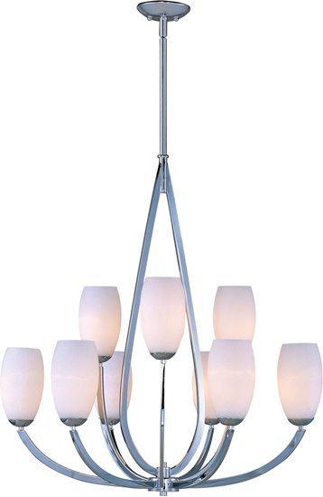 Foto para 100W Elan 9-Light Chandelier PC Satin White Glass MB Incandescent (OA HT 81")