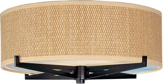 Foto para 100W Elements 2-Light Flush Mount OI Natural Fiber MB Incandescent 16"x5.25" 