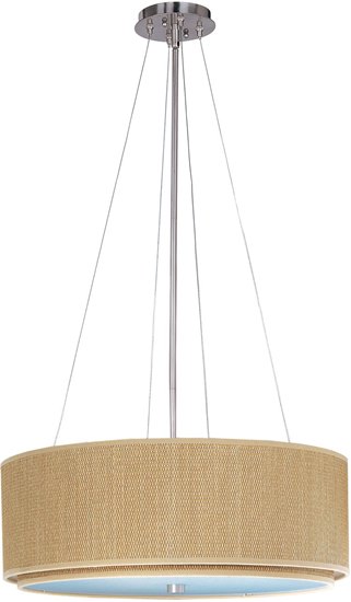 Foto para 100W Elements 3-Light Pendant SN Natural Fiber MB Incandescent (OA HT 27"-59")