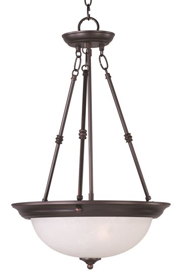 Foto para 100W Essentials - 584x-Invert Bowl Pendant OI 3-lights Ice Glass MB Incandescent 15"x24" 36" Chain