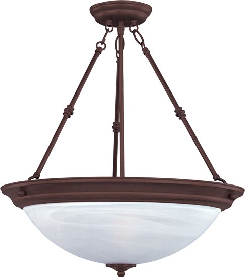 Foto para 100W Essentials - 584x-Invert Bowl Pendant OI 3-lights Marble Glass MB Incandescent 15"x24" 36" Chain