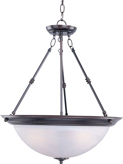 Foto para 100W Essentials - 584x-Invert Bowl Pendant OI 3-lights Marble Glass MB Incandescent 20"x24" 36" Chain