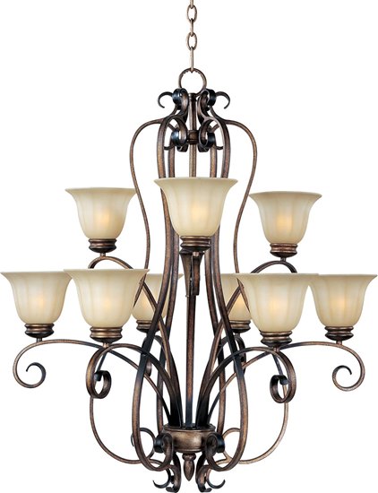 Foto para 100W Fremont 9-Light Chandelier PD Wilshire Glass MB Incandescent 72" Chain