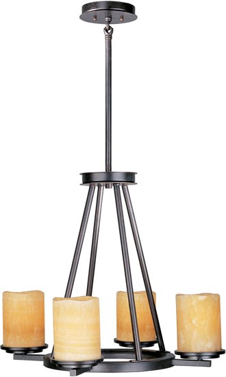 Foto para 100W Luminous 4-Light Chandelier RE Stone Candle Glass MB Incandescent (OA HT 37")