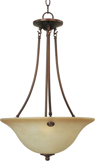 Foto para 100W Malaga 3-Light Invert Bowl Pendant OI Wilshire Glass MB Incandescent 36" Chain