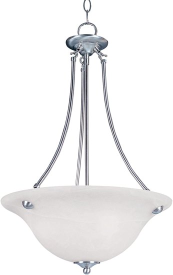 Foto para 100W Malaga 3-Light Invert Bowl Pendant SN Marble Glass MB Incandescent 36" Chain