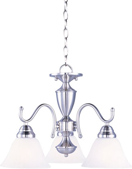 Foto para 100W Newport 3-Light Chandelier SN Marble Glass MB Incandescent 36" Chain