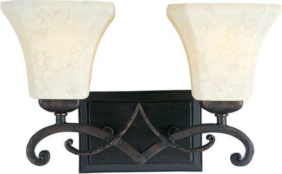 Foto para 100W Oak Harbor 2-Light Bath Vanity RB Frost Lichen Glass MB Incandescent 