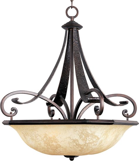 Foto para 100W Oak Harbor 4-Light Pendant RB Frost Lichen Glass MB Incandescent 36" Chain