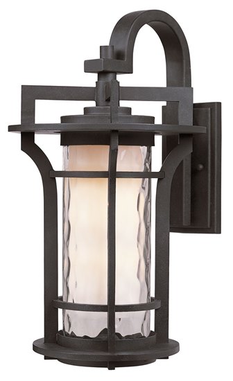 Foto para 100W Oakville 1-Light Outdoor Wall Lantern BO Water Glass MB Incandescent 8"x14.25" 