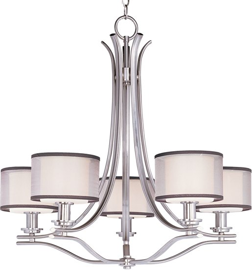 Foto para 100W Orion 5-Light Chandelier SN Satin White Glass MB Incandescent 36" Chain