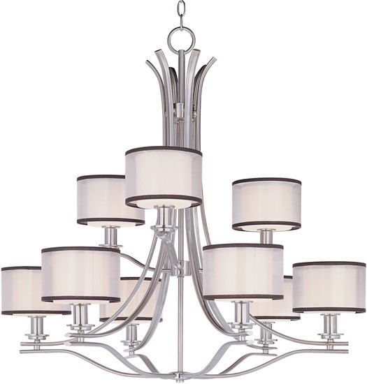 Foto para 100W Orion 9-Light Chandelier SN Satin White Glass MB Incandescent 72" Chain