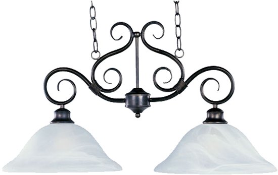 Foto para 100W Pacific 2-Light Pendant KB Marble Glass MB Incandescent (OA HT 88") (CAN 9"x4.5"x0.75")36" Chain