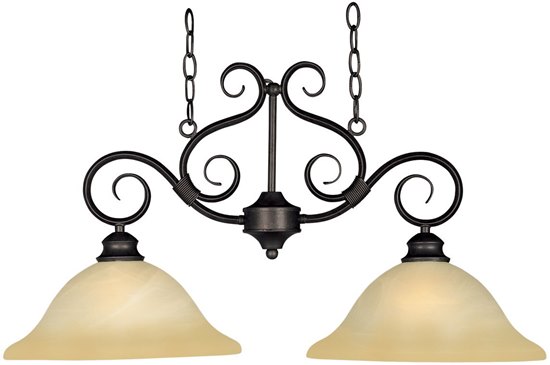 Foto para 100W Pacific 2-Light Pendant KB Wilshire Glass MB Incandescent (OA HT 88") (CAN 9"x4.5"x0.75")36" Chain