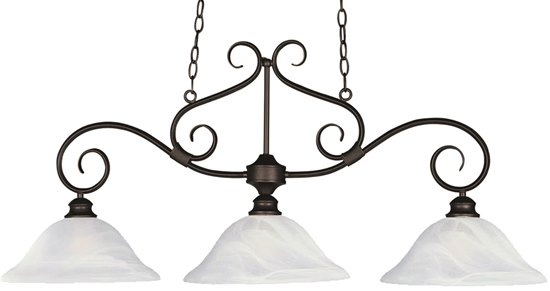 Foto para 100W Pacific 3-Light Pendant KB Marble Glass MB Incandescent (OA HT 89") (CAN 9"x4.5")36" Chain