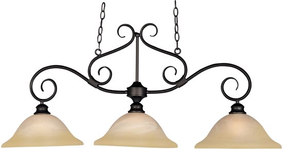 Foto para 100W Pacific 3-Light Pendant KB Wilshire Glass MB Incandescent (OA HT 89") (CAN 9"x4.5")36" Chain