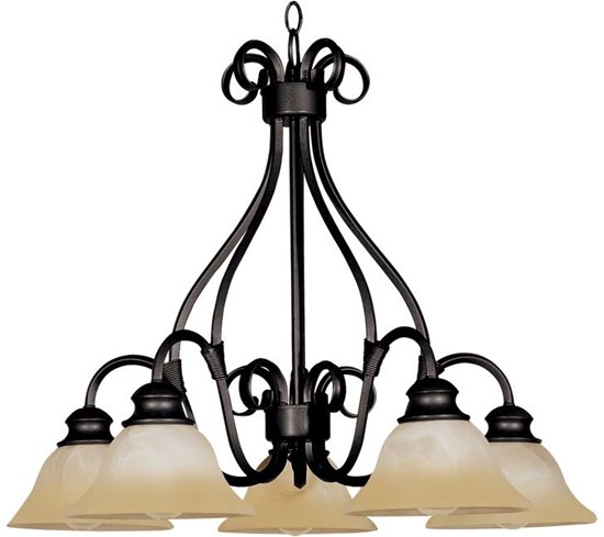 Foto para 100W Pacific 5-Light Chandelier KB Wilshire Glass MB Incandescent 26"x21.5" 36" Chain