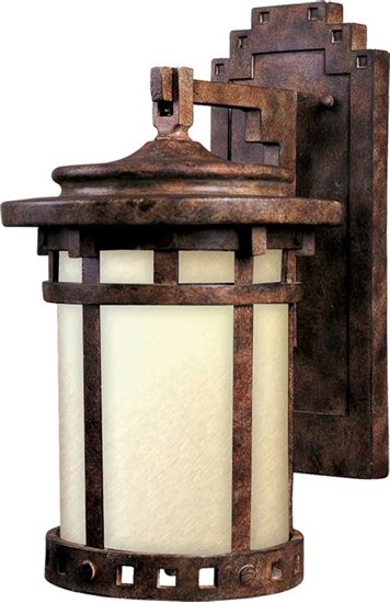 Foto para 100W Santa Barbara Dark Sky 1-LT Outdoor Wall Lantern SE Mocha Glass MB Incandescent 7"x13" 