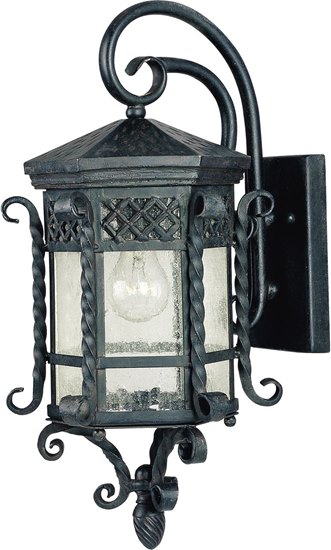 Foto para 100W Scottsdale 1-Light Outdoor Wall Lantern CF Seedy Glass MB Incandescent 