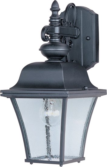 Foto para 100W Senator 1-Light Outdoor Wall Lantern BK Seedy Glass MB Incandescent 7"x15" 6-Min