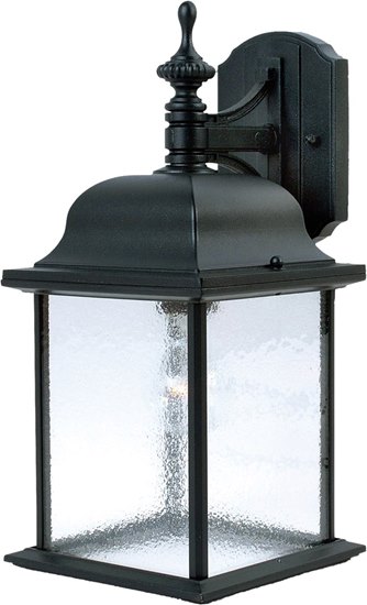 Foto para 100W Senator 1-Light Outdoor Wall Lantern BK Seedy Glass MB Incandescent 7"x15.5" 6-Min