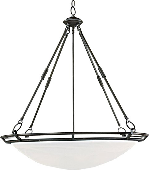 Foto para 100W Stratus 6-Light Pendant BZ Marble Glass MB Incandescent 27.5"x30.5" 36" Chain