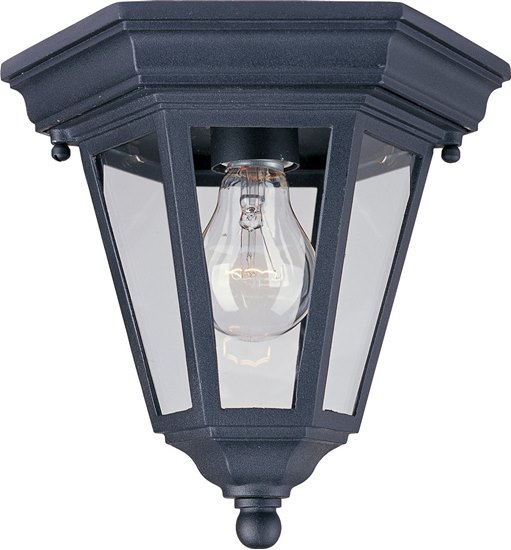 Foto para 100W Westlake Cast 1-Light Outdoor Ceiling Mount BK Clear Glass MB Incandescent 8-Min