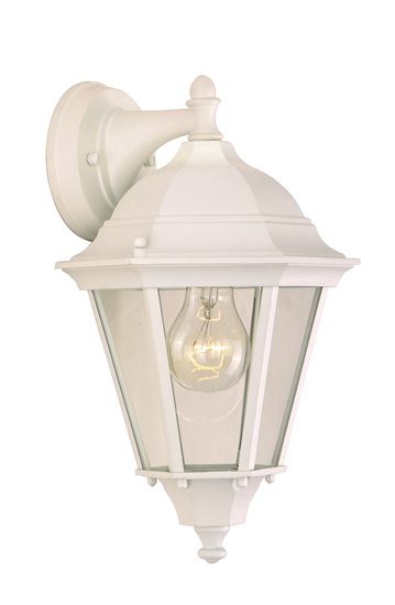 Foto para 100W Westlake Cast 1-Light Outdoor Wall Lantern WT Clear Glass MB Incandescent 8"x15" 6-Min