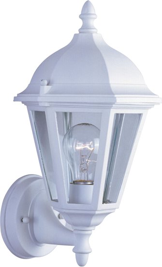 Foto para 100W Westlake Cast 1-Light Outdoor Wall Lantern WT Clear Glass MB Incandescent 8"x15" 6-Min