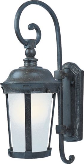 Foto para 13W Dover EE 1-Light Outdoor Wall Lantern BZ Frosted Seedy Glass GU24 Fluorescent 8"x19.5" 