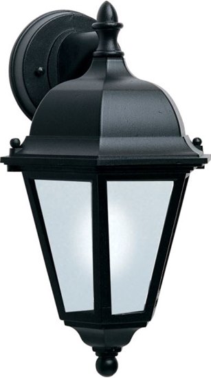 Foto para 13W Westlake EE 1-Light Outdoor Wall Lantern BK Frosted Glass GU24 Fluorescent 8"x15" 6-Min