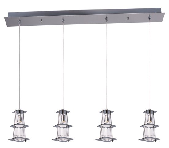 Foto para 2.8W Flask 4-Light LED Chandelier PC Clear (OA HT 69")