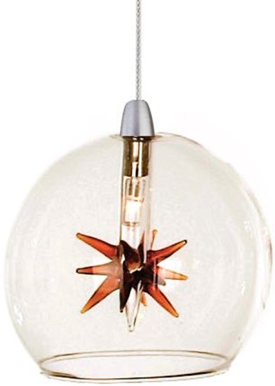 Foto para 20W Starburst 1-Light RapidJack Pendant Clear/Amber Glass 12V G4 Xenon 