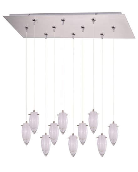 Foto para 35W White Cirrus 10-Light RapidJack Pendant and Canopy SN Glass 12V G4 Xenon (OA HT 9.5"-129.5") (CAN 31.5"x12.5"x2.5")